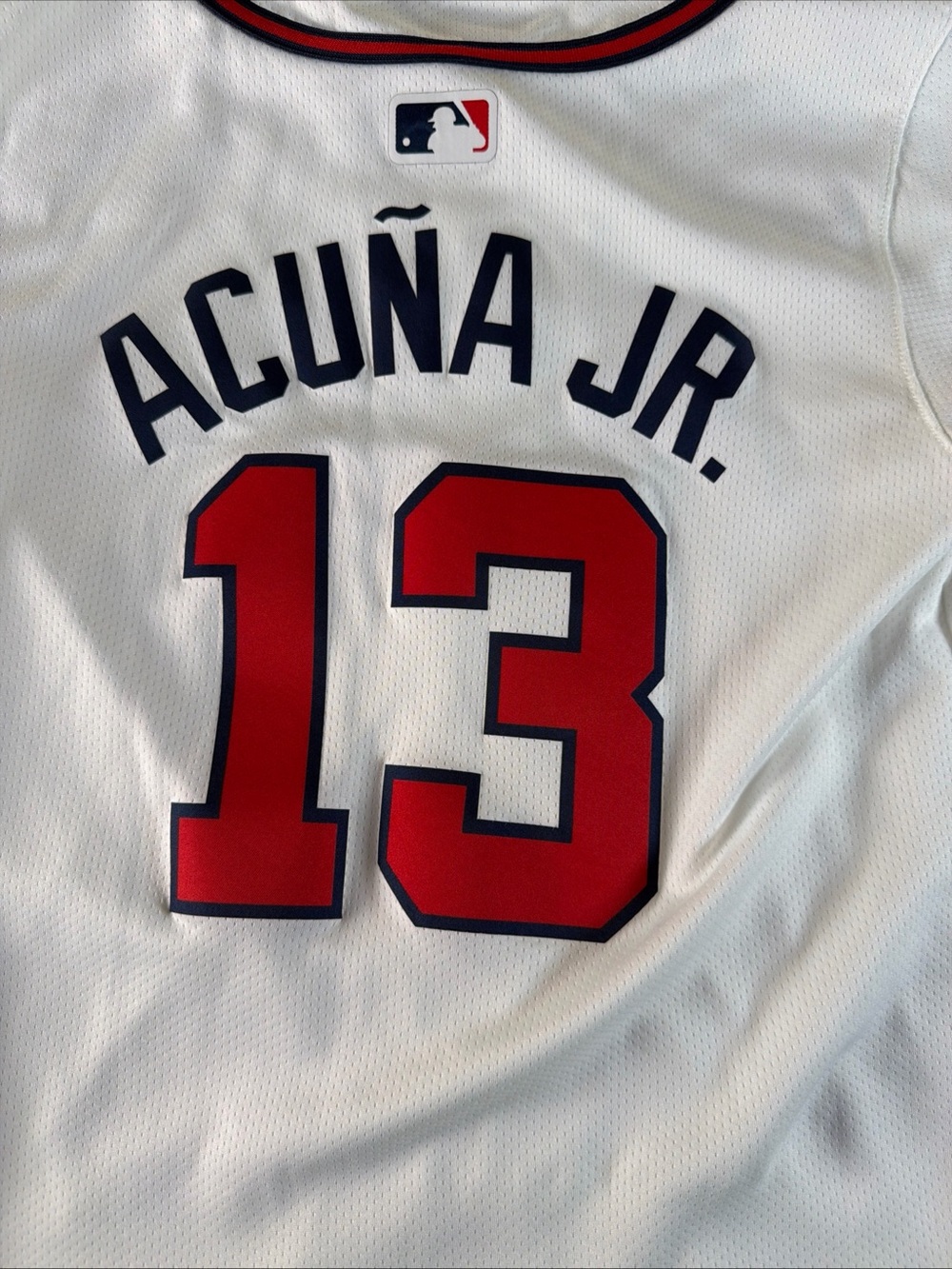 Nike White Baseball Jersey with Red and Navy Accents
